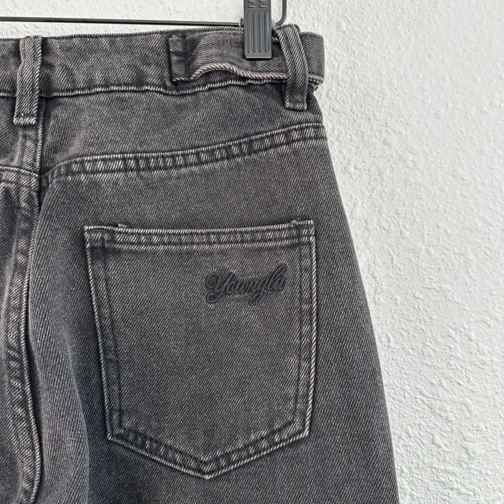 YoungLA Cargo Jeans Womens XS Black Wide Leg Utility Streetwear Skater W242‎ NWT
